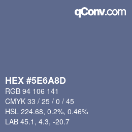 Farbcode: HEX #5E6A8D | qconv.com