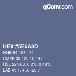 Color code: HEX #5E6A8D | qconv.com