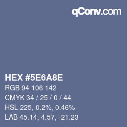 Color code: HEX #5E6A8E | qconv.com