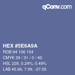 Color code: HEX #5E6A9A | qconv.com