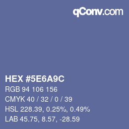 Color code: HEX #5E6A9C | qconv.com