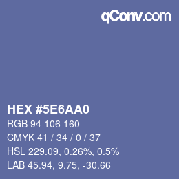 カラーコード: HEX #5E6AA0 | qconv.com