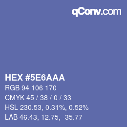 Color code: HEX #5E6AAA | qconv.com