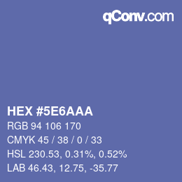 Color code: HEX #5E6AAA | qconv.com