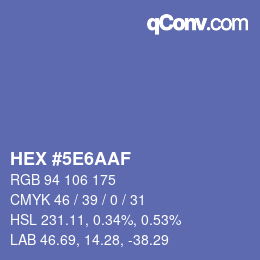 Color code: HEX #5E6AAF | qconv.com