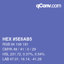 Farbcode: HEX #5E6AB5 | qconv.com