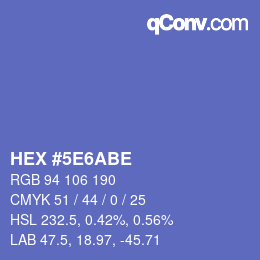 カラーコード: HEX #5E6ABE | qconv.com