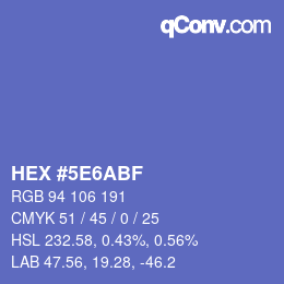 Farbcode: HEX #5E6ABF | qconv.com