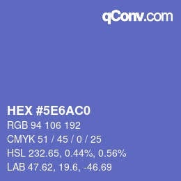 颜色代码: HEX #5E6AC0 | qconv.com