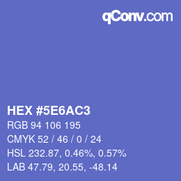 カラーコード: HEX #5E6AC3 | qconv.com