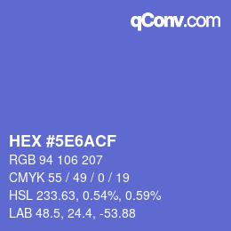 Farbcode: HEX #5E6ACF | qconv.com