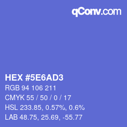 Farbcode: HEX #5E6AD3 | qconv.com