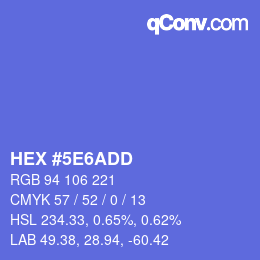 カラーコード: HEX #5E6ADD | qconv.com