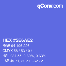 Code couleur: HEX #5E6AE2 | qconv.com