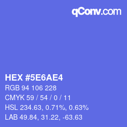 Farbcode: HEX #5E6AE4 | qconv.com