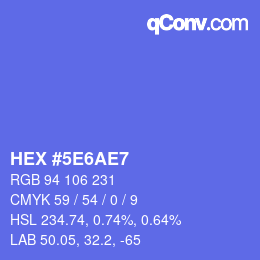 Farbcode: HEX #5E6AE7 | qconv.com