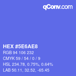 Farbcode: HEX #5E6AE8 | qconv.com