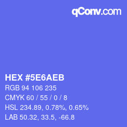 颜色代码: HEX #5E6AEB | qconv.com
