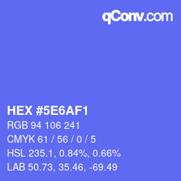 Code couleur: HEX #5E6AF1 | qconv.com