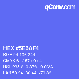 Farbcode: HEX #5E6AF4 | qconv.com