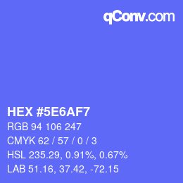 Farbcode: HEX #5E6AF7 | qconv.com