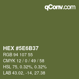 Color code: HEX #5E6B37 | qconv.com