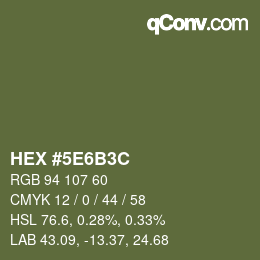 Color code: HEX #5E6B3C | qconv.com