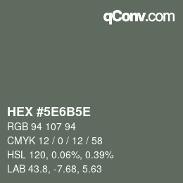 Color code: HEX #5E6B5E | qconv.com