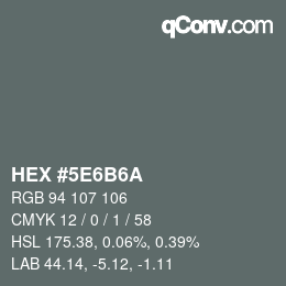 Color code: HEX #5E6B6A | qconv.com