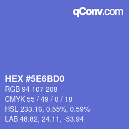 Farbcode: HEX #5E6BD0 | qconv.com