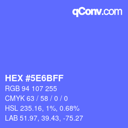 Farbcode: HEX #5E6BFF | qconv.com