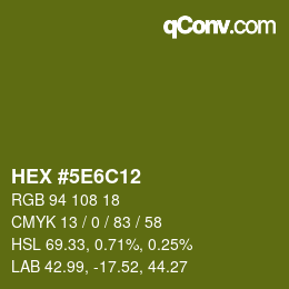 Color code: HEX #5E6C12 | qconv.com