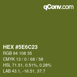 Color code: HEX #5E6C23 | qconv.com