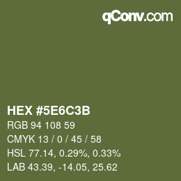 Color code: HEX #5E6C3B | qconv.com