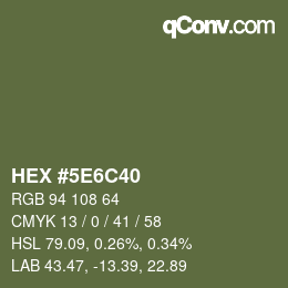 Color code: HEX #5E6C40 | qconv.com