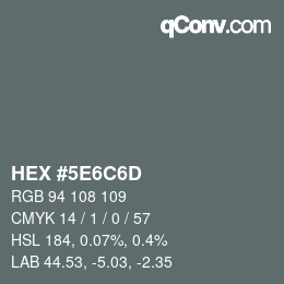 Color code: HEX #5E6C6D | qconv.com