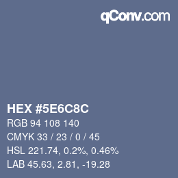 Color code: HEX #5E6C8C | qconv.com