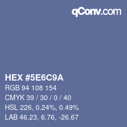 Farbcode: HEX #5E6C9A | qconv.com