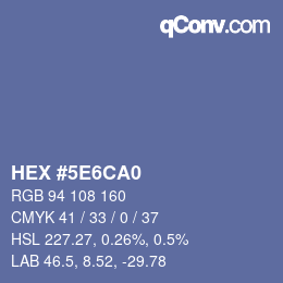 Color code: HEX #5E6CA0 | qconv.com