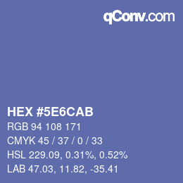 Color code: HEX #5E6CAB | qconv.com