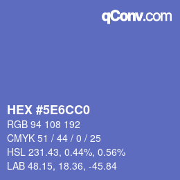 颜色代码: HEX #5E6CC0 | qconv.com
