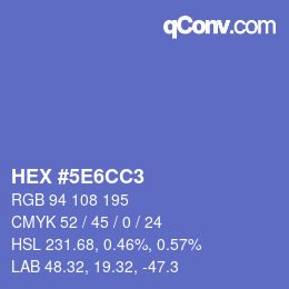 Farbcode: HEX #5E6CC3 | qconv.com