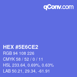 Farbcode: HEX #5E6CE2 | qconv.com