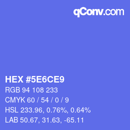 Farbcode: HEX #5E6CE9 | qconv.com