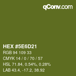 Color code: HEX #5E6D21 | qconv.com