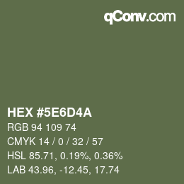Código de color: HEX #5E6D4A | qconv.com