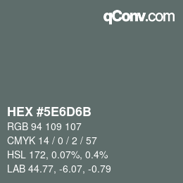 Color code: HEX #5E6D6B | qconv.com