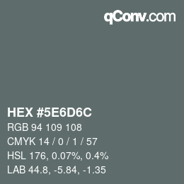 Color code: HEX #5E6D6C | qconv.com