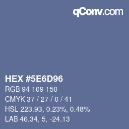 Farbcode: HEX #5E6D96 | qconv.com