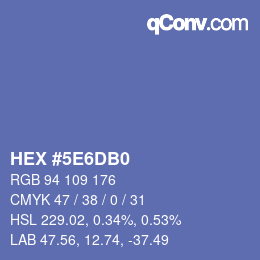 Color code: HEX #5E6DB0 | qconv.com